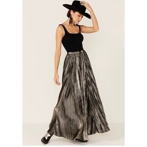 TASHA POLIZZI WOMEN'S LUSHA CRINKLE METALLIC MAXI SKIRT XL